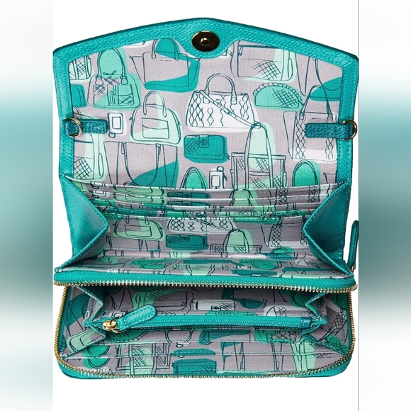 🆕Vera Bradley | Genuine Leather Ultimate Crossbody Envelope Purse in Teal - Picture 5 of 6